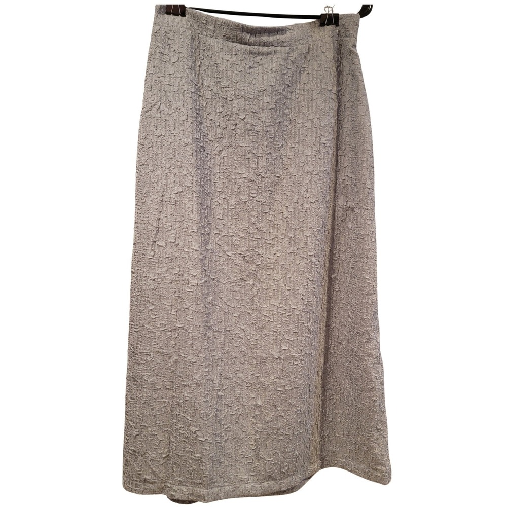 Melloday Textured Midi Skirt Pockets Elastic Waist Casual Gray M‎ NWT